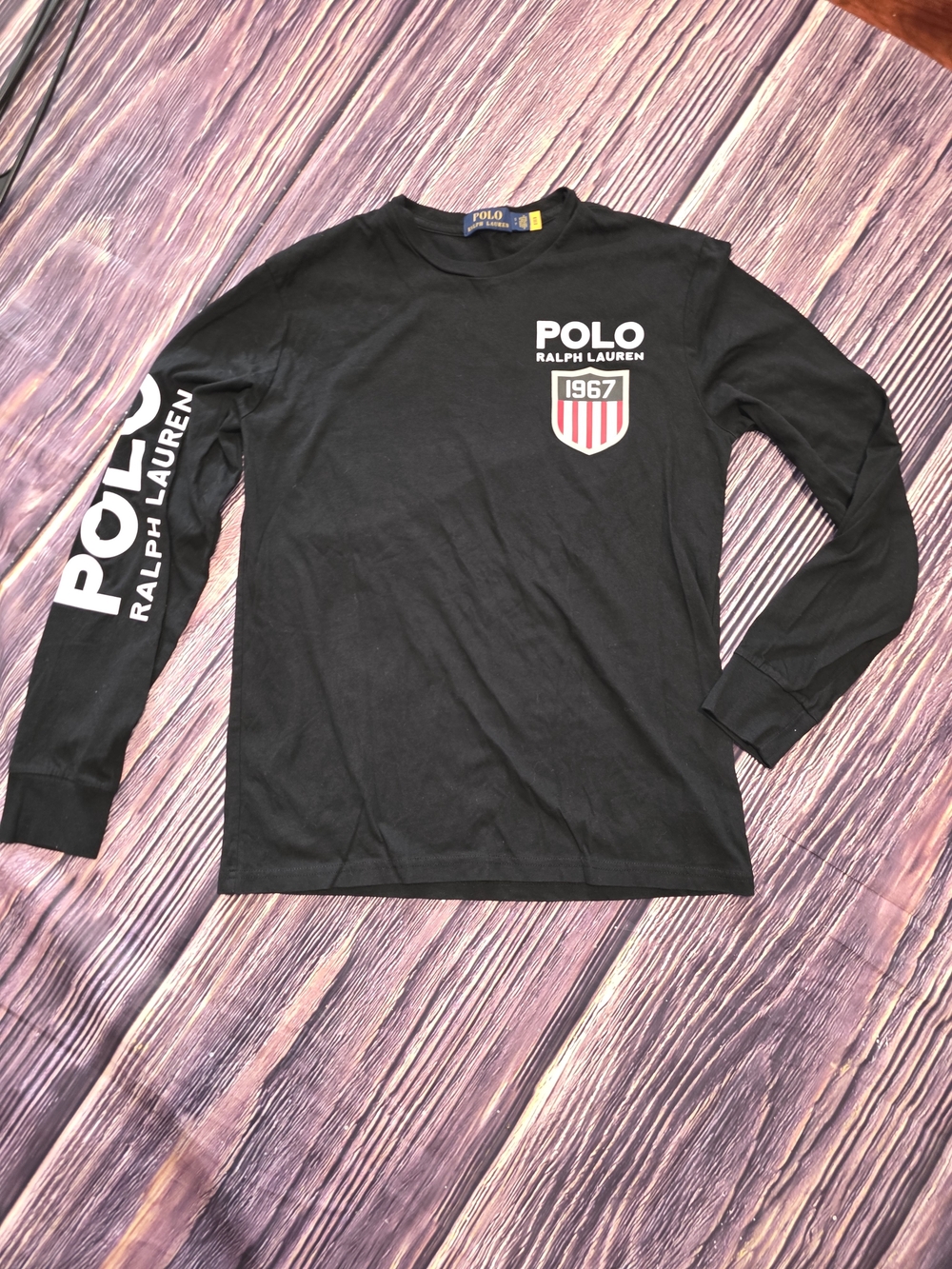 Polo by Ralph Lauren Black Long-Sleeve Shield Logo Tee